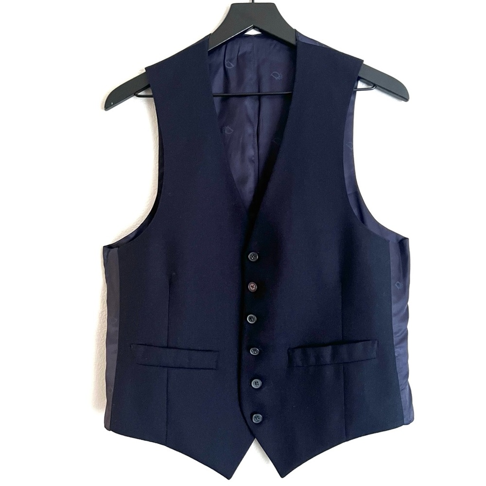 Vintage Christian Dior Men’s Wool Suit Vest Size Small Navy